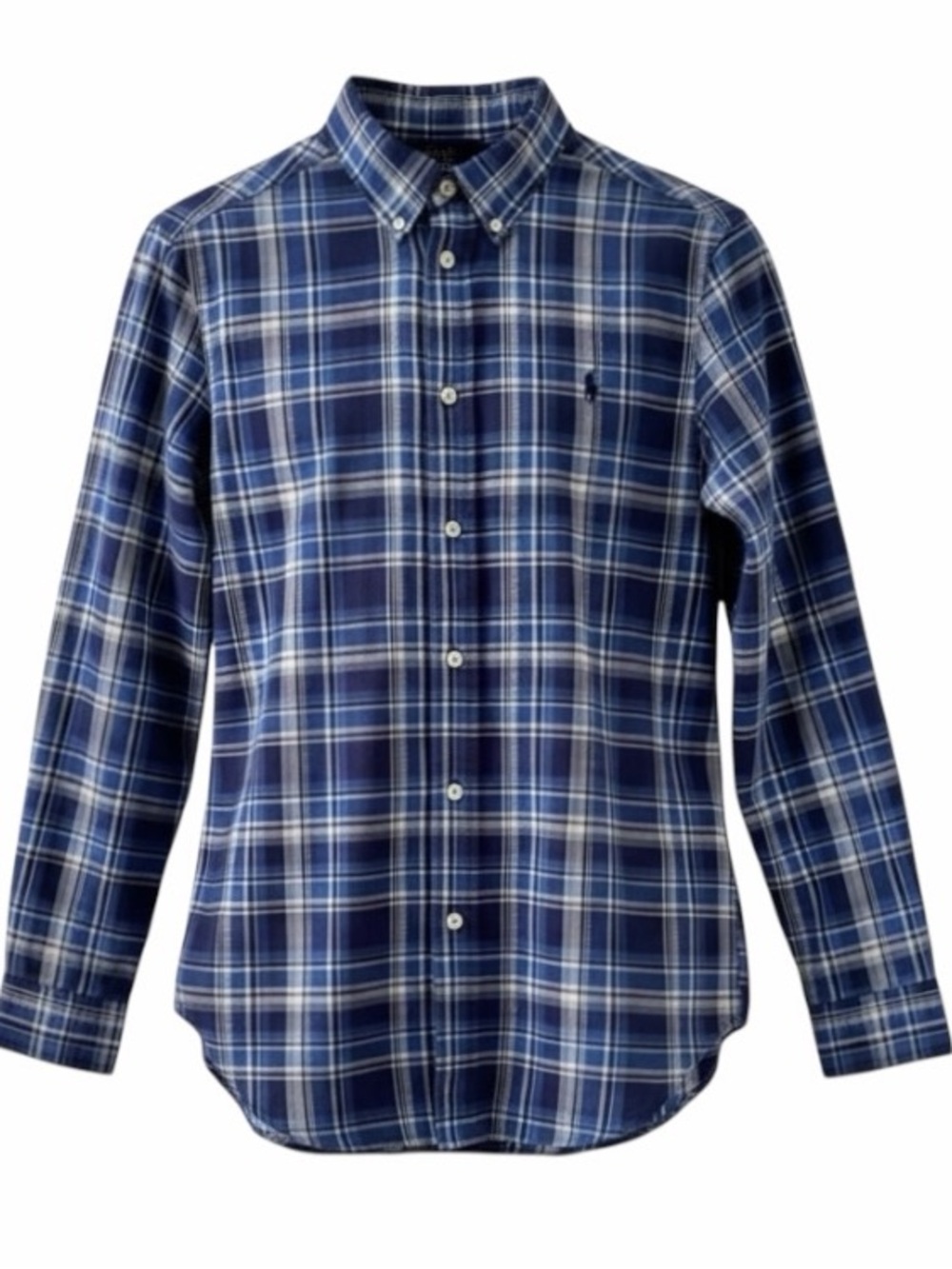 Ralph Lauren Blue and White Plaid Button Down Long Sleeve Shirt Size Large